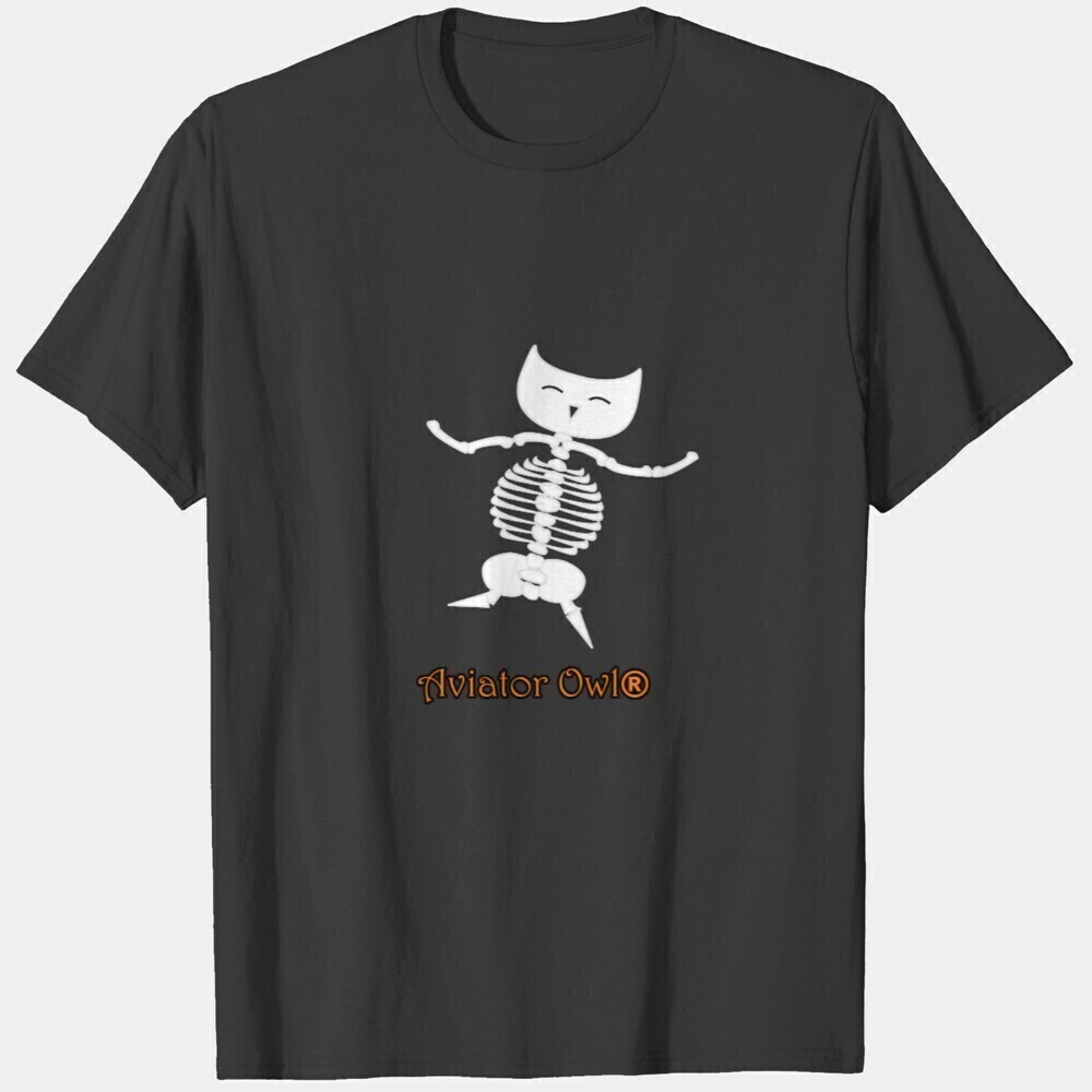 Dancing Skeleton And Owls Spooky Aesthetic Graphic T-Shirt